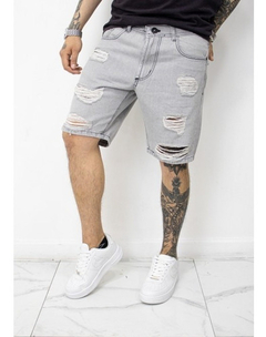 Bermuda Jeans Revston Mom Con Roturas Nueva Hombre - Hormaf