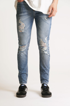 Jeans Batuk Surf Blue Liso Elastizado Slim Fit Chupin Hombre - tienda online