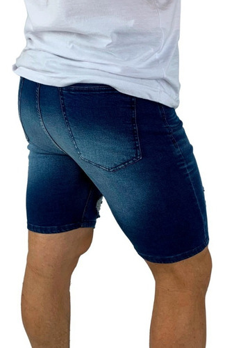 Bermuda Zummo Texas Slim Fit Elastizada Roturas Hombre Nueva