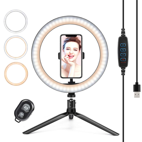 Luz Led Aro USB con Trípode para Selfie Streaming Tik Tok Instagram YouTube