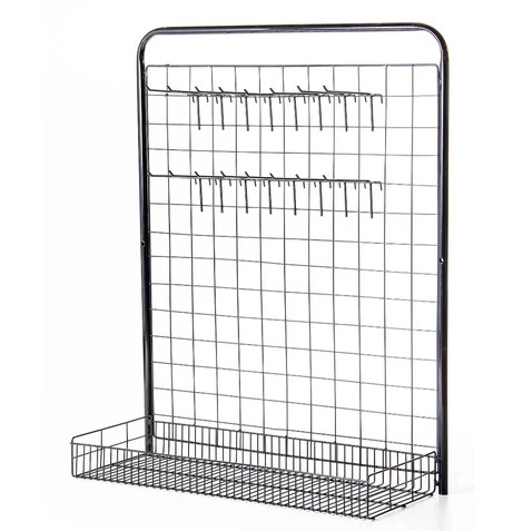 Ref.100 - Expositor com 25 ganchos e 1 cesto para parede -0,80x0,60m