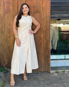 VESTIDO MIDI EVASÊ PESPONTADO COM BOLSOS E CINTO CORDA PONTEIRA - comprar online