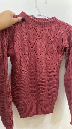 BLUSA TRICÔ ROSA SECO MANGA BUFANTE - loja online