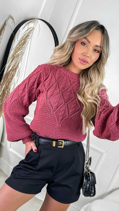BLUSA TRICÔ ROSA SECO MANGA BUFANTE - Camila Raidan