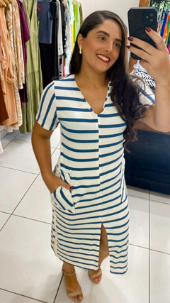 Imagem do VESTIDO MIDI LISTRADO MALHA CANELADA
