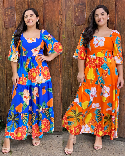 VESTIDO ESTAMPADO MANGA CURTA VISCOSE