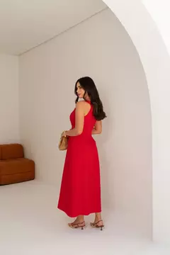 VESTIDO MIDI VERMELHO SAIA EVASÊ na internet