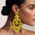 Brincos de strass amarelo exagerados para mulheres, brinco de tamanho grande, cr - MISS CHARLOTTE STORE