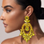 Brincos de strass amarelo exagerados para mulheres, brinco de tamanho grande, cr - MISS CHARLOTTE STORE