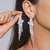 Imagem do Borla longa cristal brincos para mulheres, cor prata, strass brinco pendurado, f
