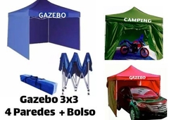 GAZEBO 3 X 3 CON PAREDES Y PUERTA CON CIERRE PLEGABLE + BOLSO