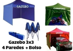 GAZEBO 3 X 3 CON PAREDES Y PUERTA CON CIERRE PLEGABLE + BOLSO