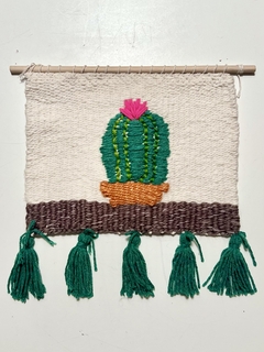 Tapiz Pared Decorativo Macramé Telar H/a Mano cactus en flor