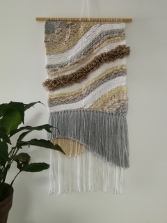 Tapiz Pared Deco Boho H/ Mano Telar Blanco, Crudo, Gris - comprar online
