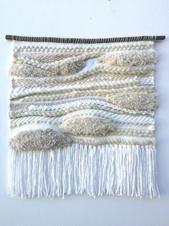 Tapiz Deco Pared Boho Telar Wall Hanging Crudo, Blanco Natural
