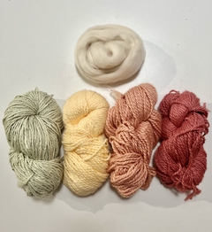 Set de hilados verde, amarillo, salmón y coral - comprar online