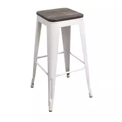 Banqueta Tolix con asiento de madera