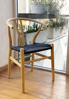 Silla Wishbone Natural - Negro - comprar online