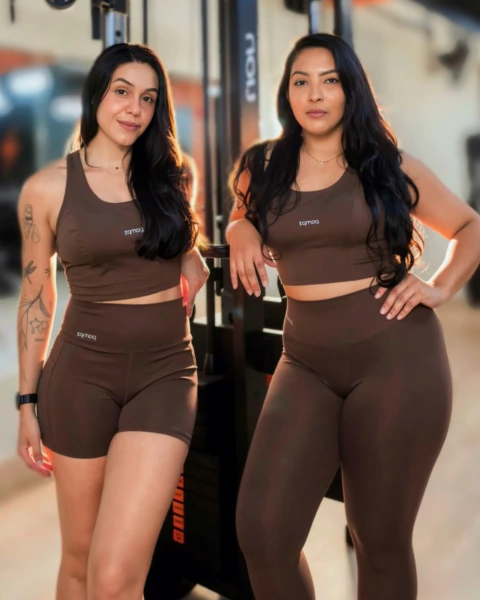 Cropped fitness marrom em poliamida