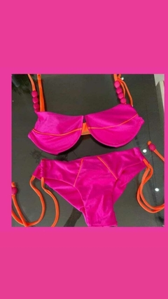 Biquíni com Miçangas ( Rosa e Laranja Neon) - comprar online