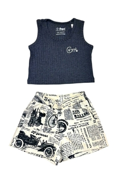 3075 - CONJUNTO SEMI CROPPED CANELADO REGATA COM SHORT na internet