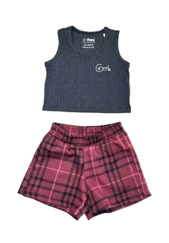 3075 - CONJUNTO SEMI CROPPED CANELADO REGATA COM SHORT - comprar online