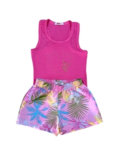 3075 - REGATA NADADOR PINK COM SHORTS FOLHAGEM ROSA - comprar online