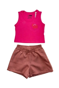 3075 - CONJUNTO SEMI CROPPED CANELADO REGATA COM SHORT