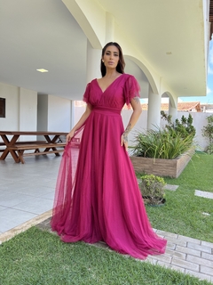 Vestido festa tule aurora plissado busto na internet