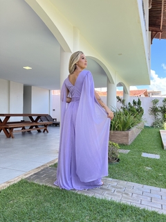Vestido festa tule brilho manga sobreposta - comprar online