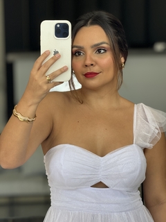 Vestido Festa Tule Brilho Babado Alça - comprar online