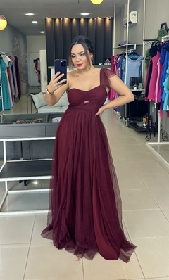 Vestido Festa Tule Brilho Babado Alça - Look Urbano Store