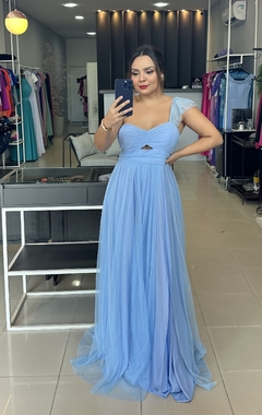 Vestido Festa Tule Brilho Babado Alça na internet