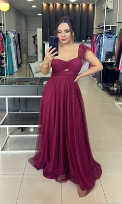 Imagem do Vestido Festa Tule Brilho Babado Alça