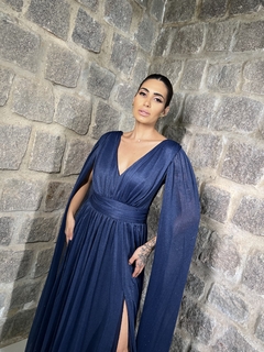 Vestido festa tule brilho manga sobreposta - loja online