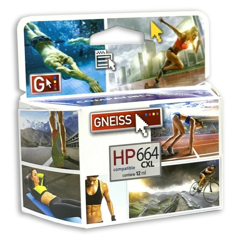 Cartucho Gneiss HP 664XL Alternativo Color New Chip 22ml