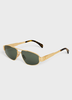 ÓCULOS DE SOL CELINE TRIOMPHE METAL 03 EM METAL DOURADO/VERDE
