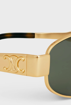 ÓCULOS DE SOL CELINE TRIOMPHE METAL 03 EM METAL DOURADO/VERDE - loja online