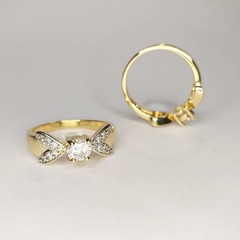 ANEL FOLHEADO COM PEDRA ZIRCONIA