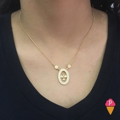 COLAR DIVINO FOLHEADO A OURO E PEDRAS ZIRCONIA