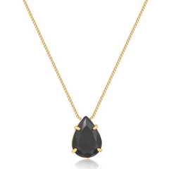 CONJUNTO DE COLAR E BRINCOS DE PEDRA NATURAL PRETA FOLHEADO A OURO 18K na internet