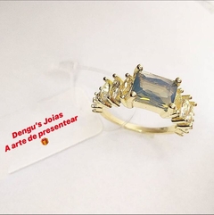 ANEL FORMATURA PEDRA QUADRADA ZIRCONIA FOLHEADO