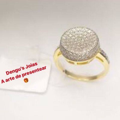 ANEL DE LUXO FOLHEADO EM OURO 18 K E MICRO ZIRCONIAS