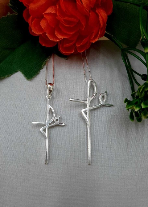 CORRENTE PRATA COM PINGENTE FE GRANDE