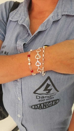 PULSEIRA DE PRATA COM PEDRAS CRISTAIS