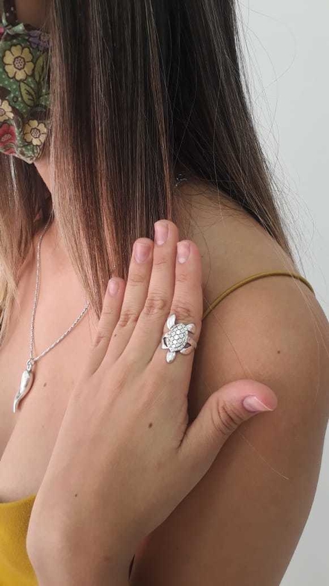 ANEL PRATA TARTARUGA