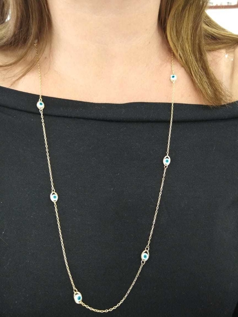 COLAR FOLHEADO DE OLHO GREGO