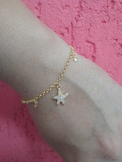 PULSEIRA FOLHEADA COM ESTRELA DO MAR