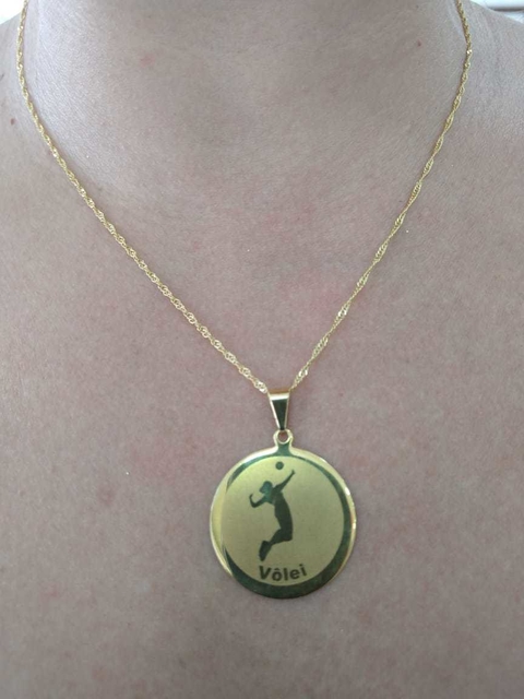 CORRENTE FOLHEADA COM PLACA VOLEY