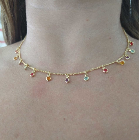 CHOKER FOLHEADO COLORIDO